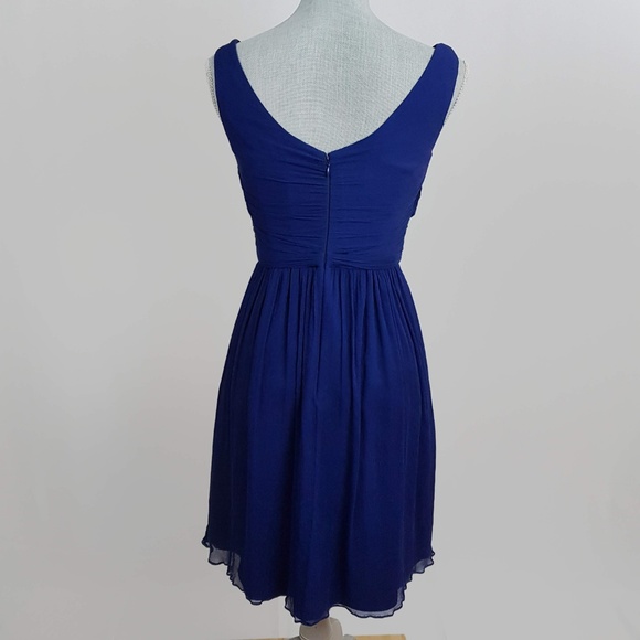 J.Crew Heidi Blue Silk Chiffon Dress Size 6 - Picture 5 of 8